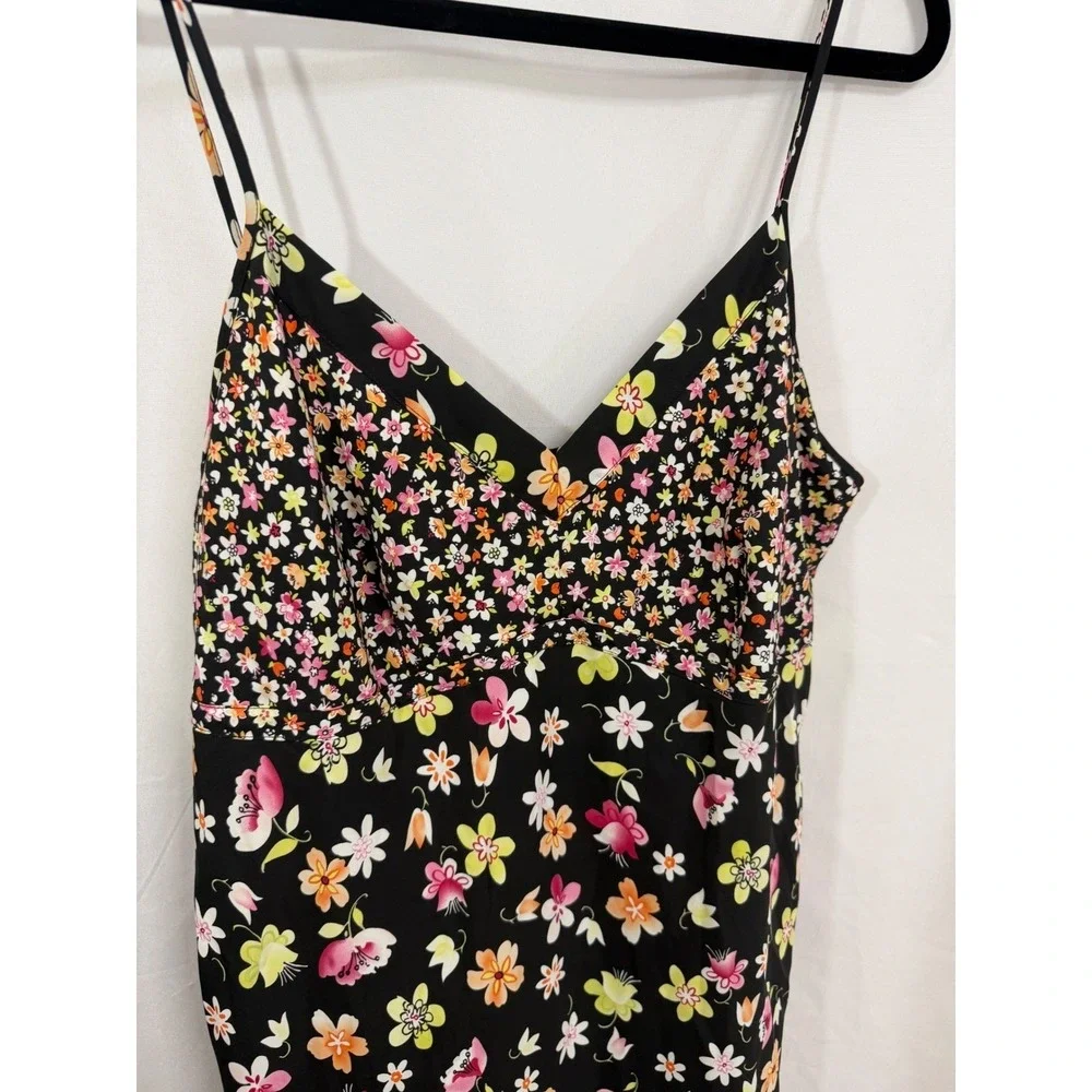 Womens Black Floral Spaghetti Strap Babydoll Lingerie Nightie XL Coquette‎